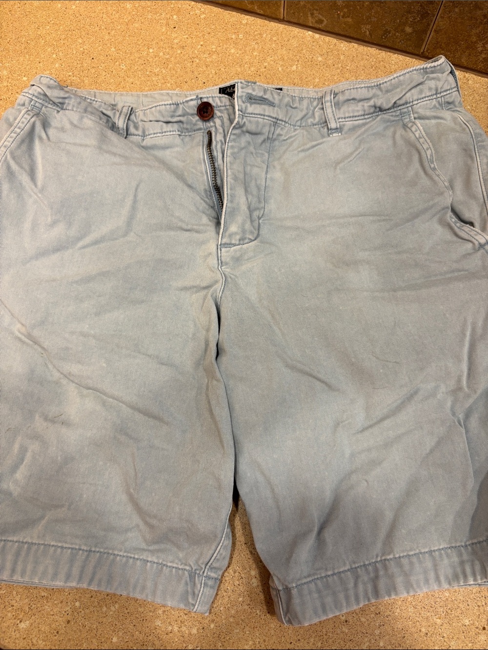 Abercrombie & Fitch Light Blue Flat-Front Cotton Shorts